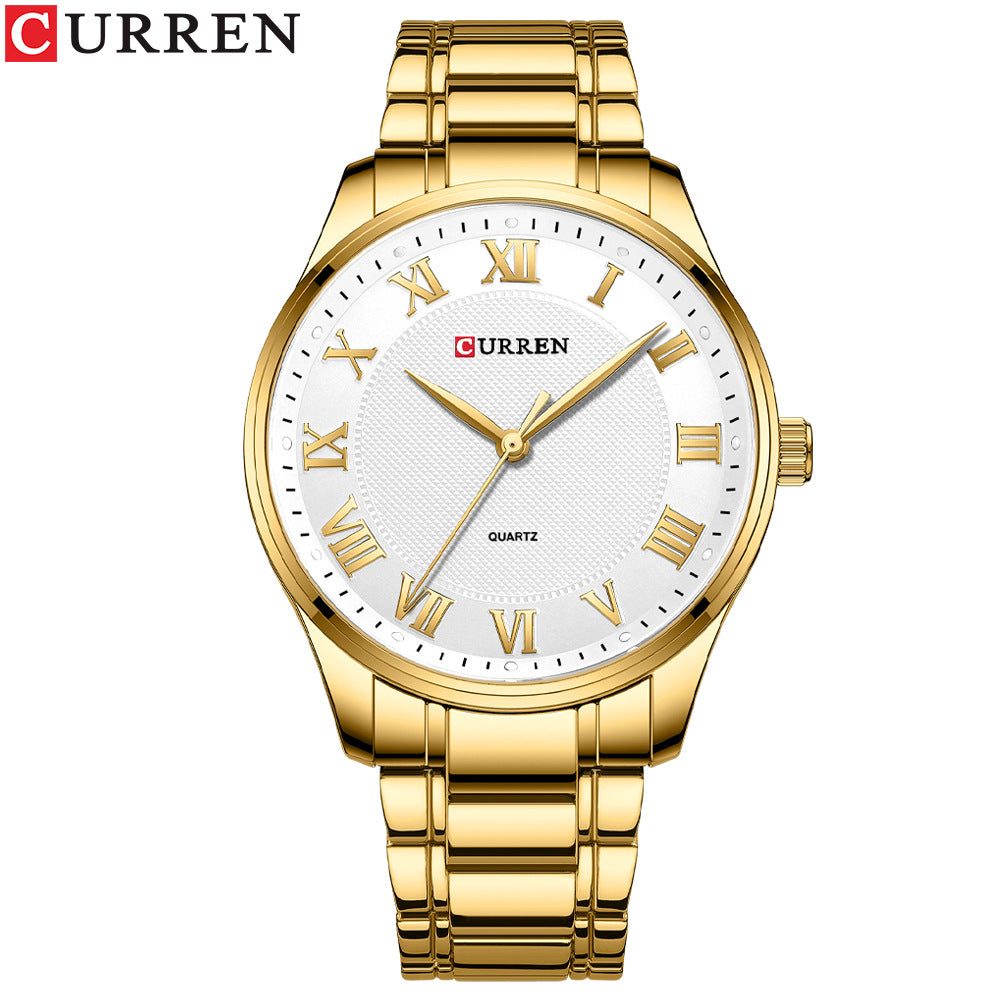 Men's Watch Business Steel Band Watch Fashion Casual Quartz Watch